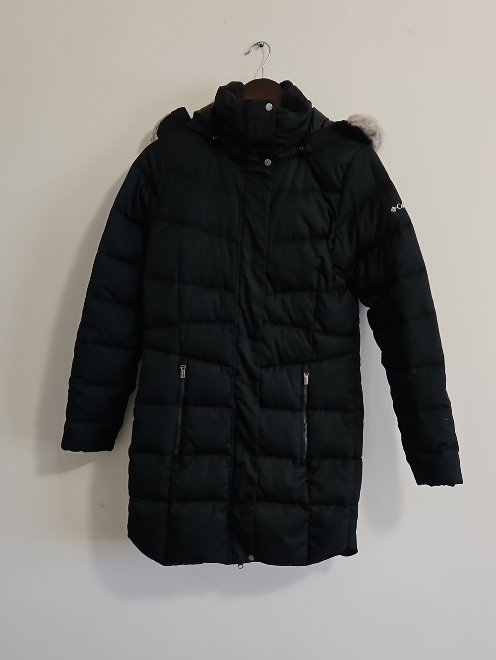 Columbia Black Women's  Puffer Coat with Faux Fur Trim